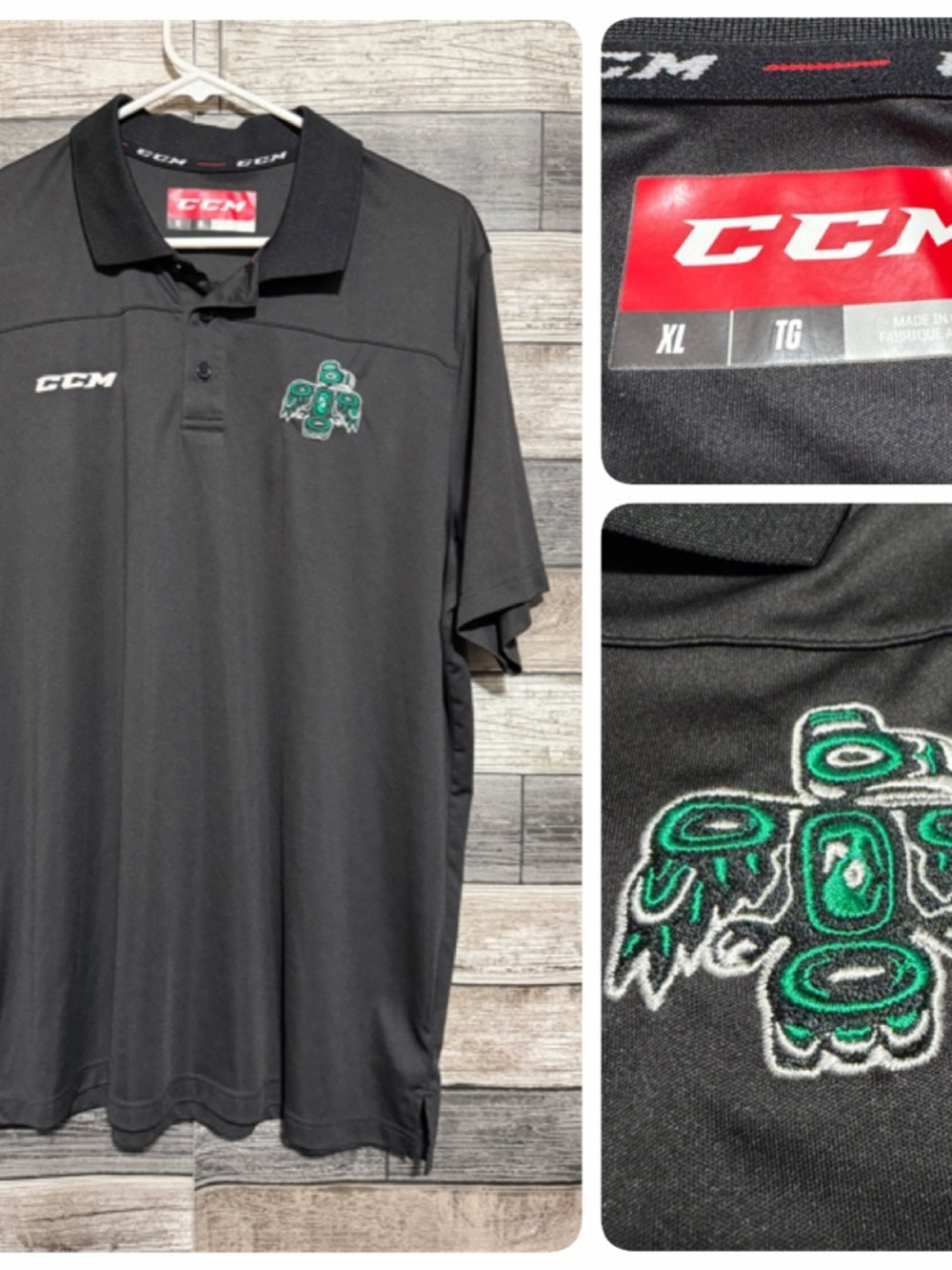 CCM Tactical Dry Seattle Thunderbirds Polo Shirt Men’s XL Black Hockey